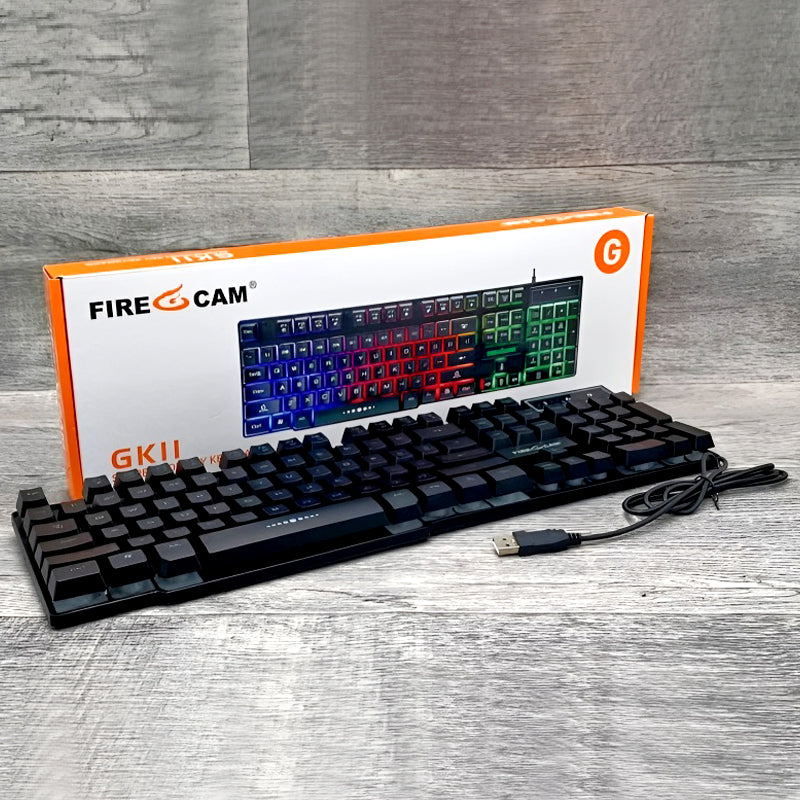 Fire Cam GK11 Suspension Key RGB Mechanical Gaming Keyboard with Aluminum Frame and Rainbow Backlit