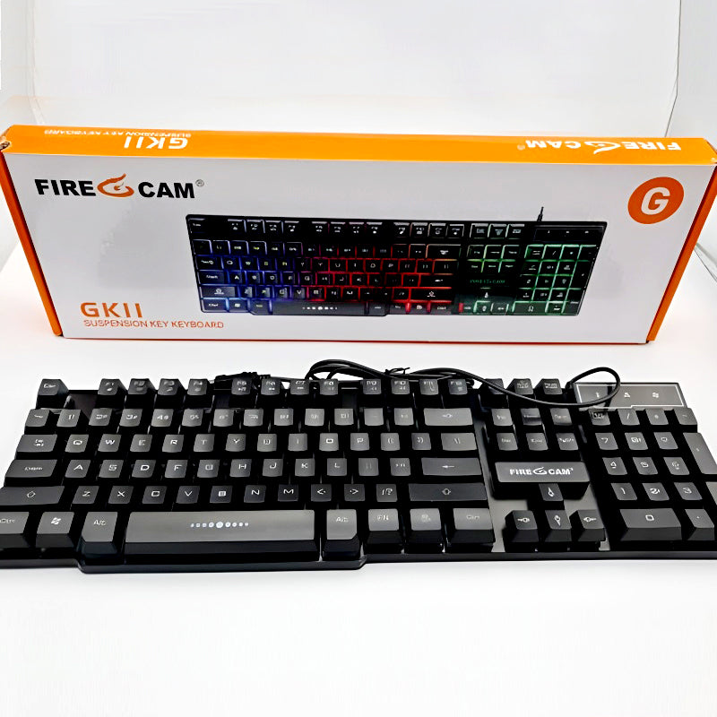 Fire Cam GK11 Suspension Key RGB Mechanical Gaming Keyboard with Aluminum Frame and Rainbow Backlit